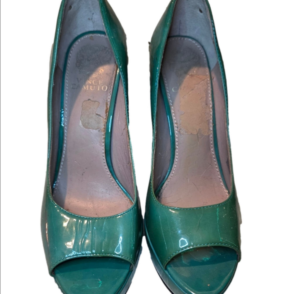 Vince Camuto Mayanna Peep Toe Platform Heels Green Size 8